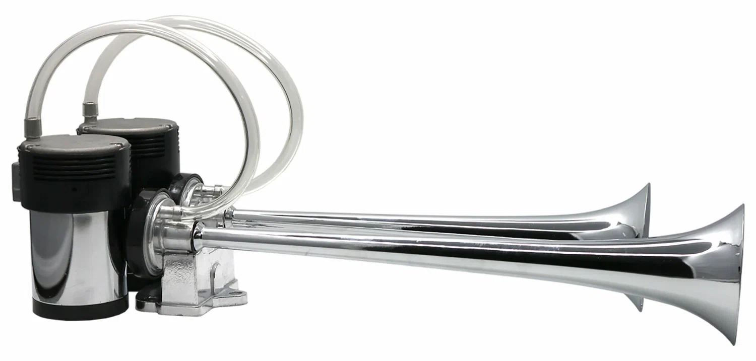 Universal Dual Horns With Compressors And Mounting Hardware-Chrome-LAH611